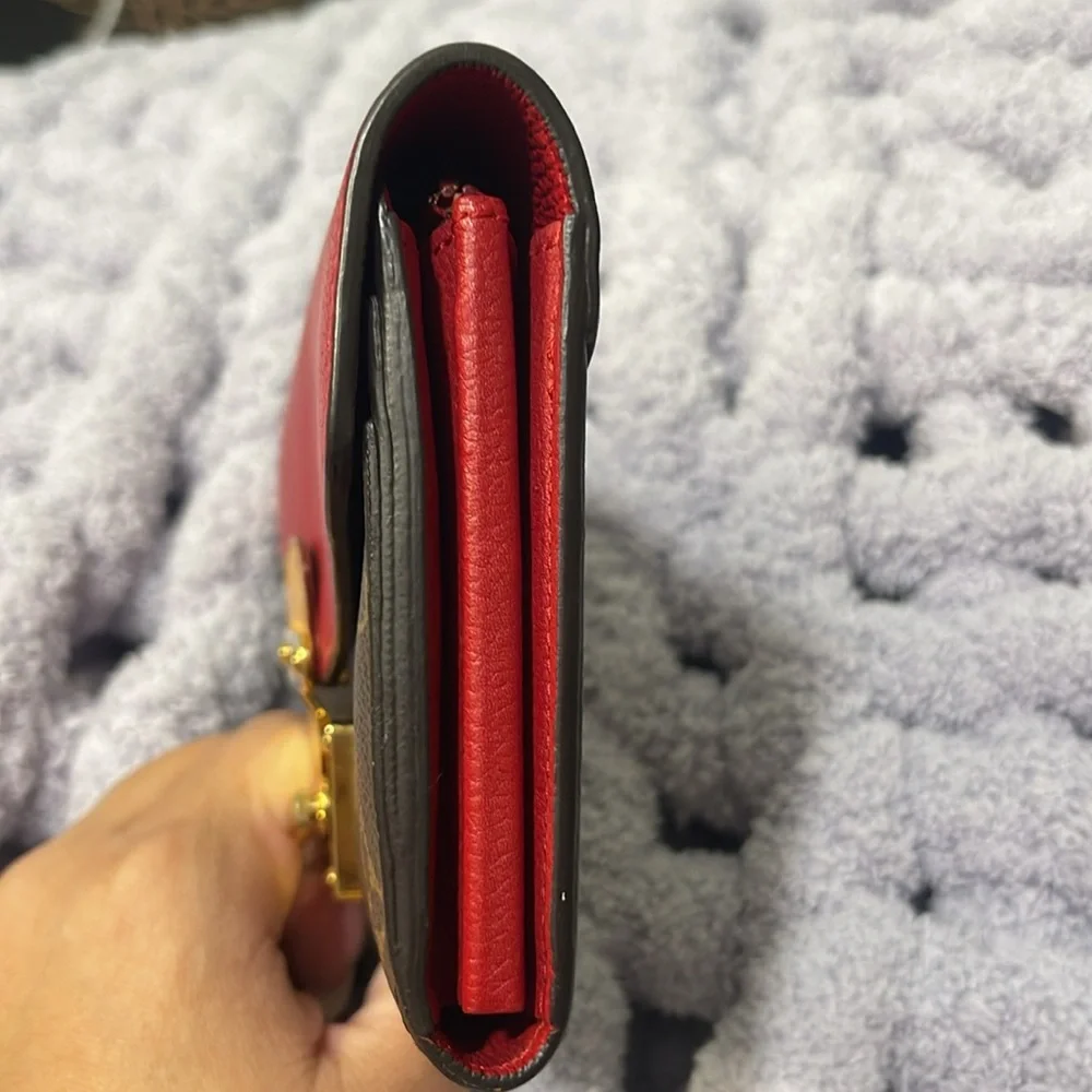 Louis Vuitton Red and Brown Monogram Clutch